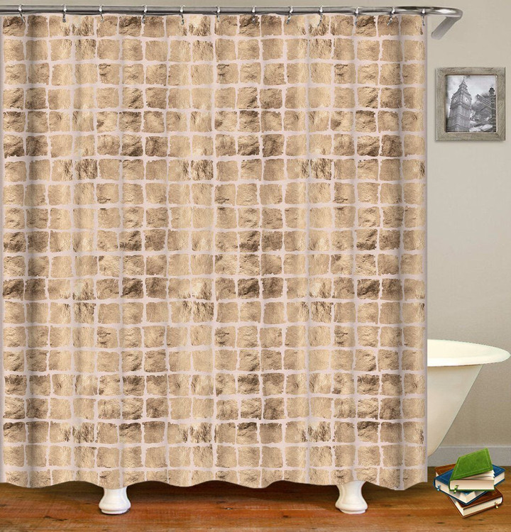Ruffle Retro Brown Polyester 3D Printed Shower Curtain  Home Decor Gift Ideas