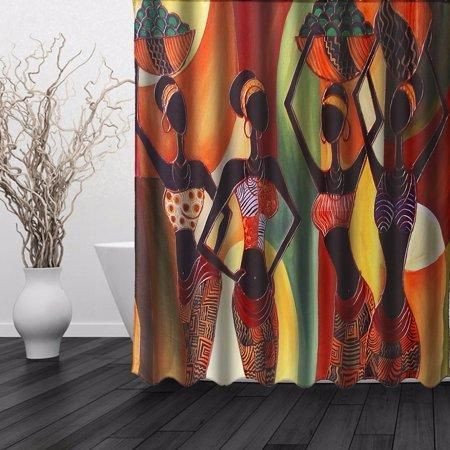 African Woman Retro 3D Printed Shower Curtain Home Decor Gift