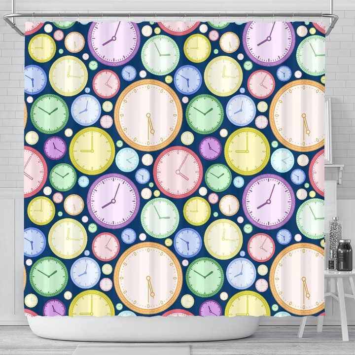 Colorful Clock Background Shower Curtain Fulfilled In Us Cute Gift Home Decor