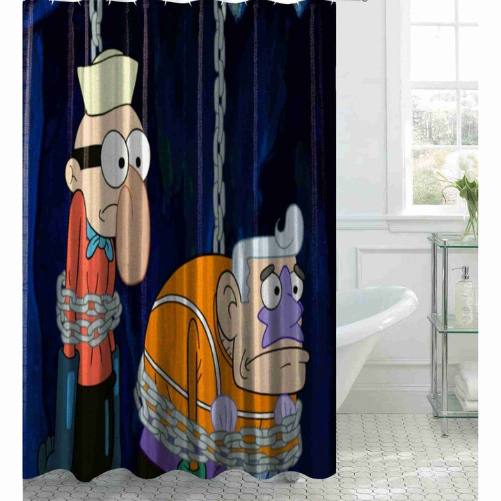 Mermaid Man Barnacle Boy Fictional Cartoon Characters  Bathroom Shower Curtain  Home Decor