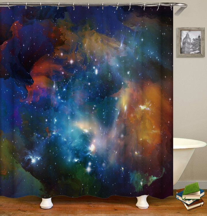 Universe Blue Polyester Cloth 3D Printed Shower Curtain Home Decor Gift