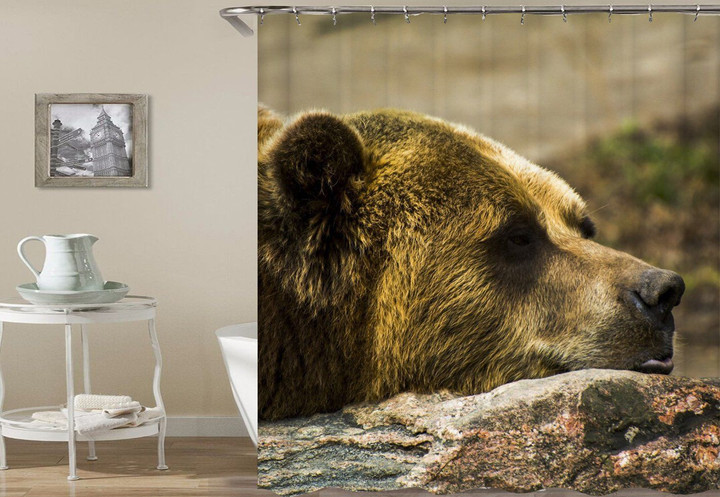 Bear Feel Tired  3D Printed Shower Curtain Best Home Decor Gift