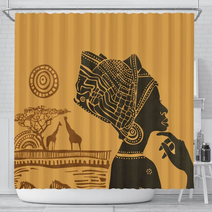 Vintage Retro African Black Woman Natural Afro Lady Shower Curtain