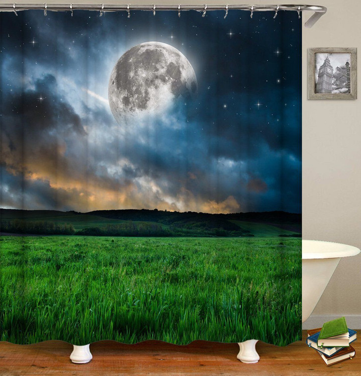 Grass Shabby Chic Green Poleyster Cloth 3D Printed Shower Curtain Home Decor Gift