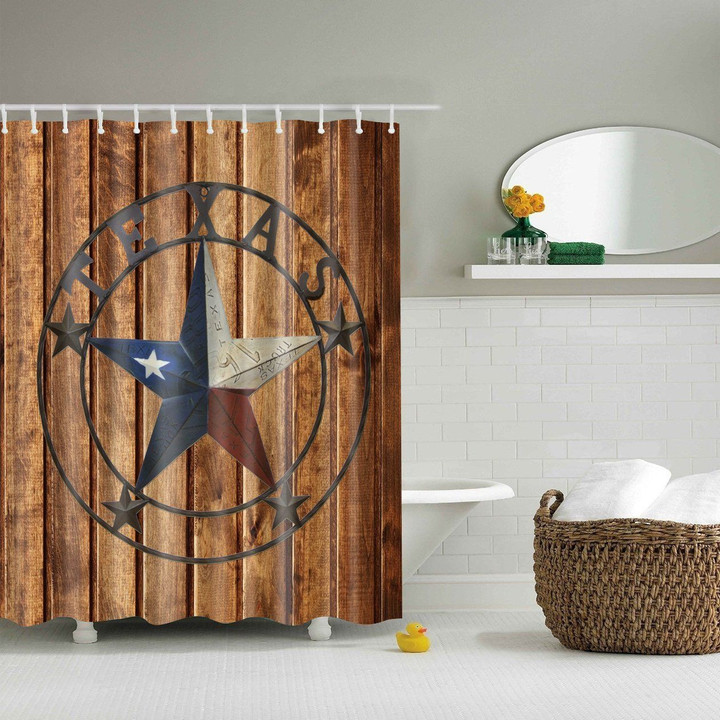 Vintage Texas Stars Art Design 3D Printed Shower Curtain