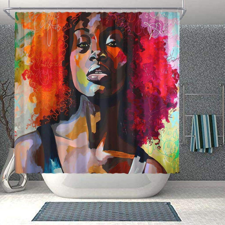 Cute African Black Girl 3D Printed Shower Curtain Bathroom Decor