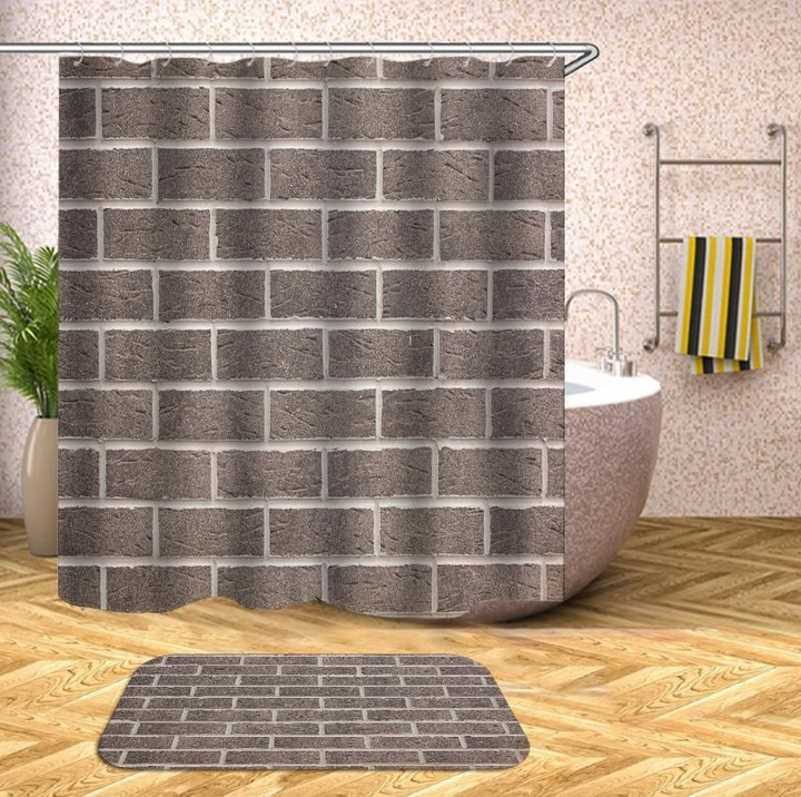 Patchwork Shower Curtains Fabric Simplicity Grey Polyester Cloth Print Bathroom Curtains