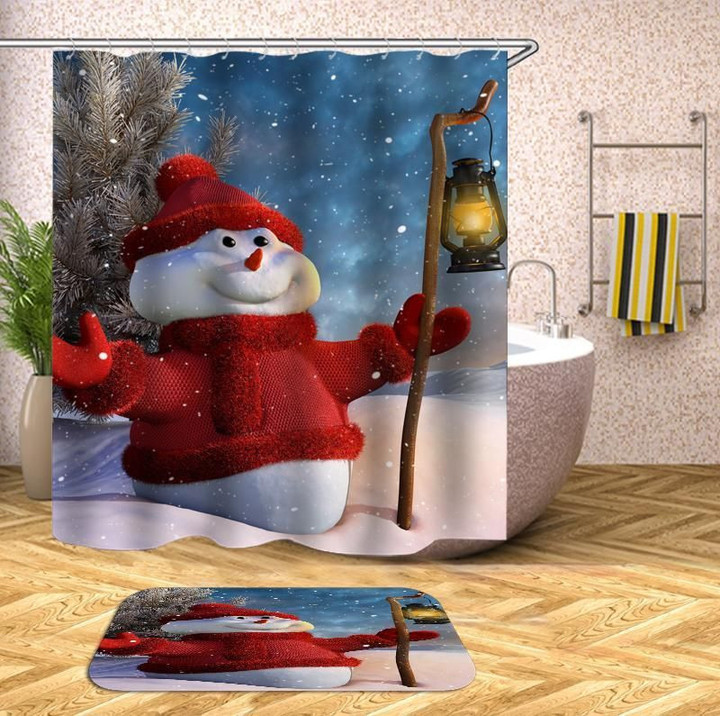 The Snowman Painting Funny Design 3D Printed Shower Curtain Gift Home Decoration
