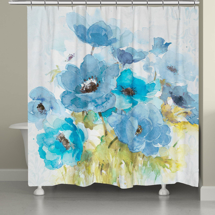 Blue Bouquet Shower Curtain  Custom Design High Quality Bathroom Home Decor