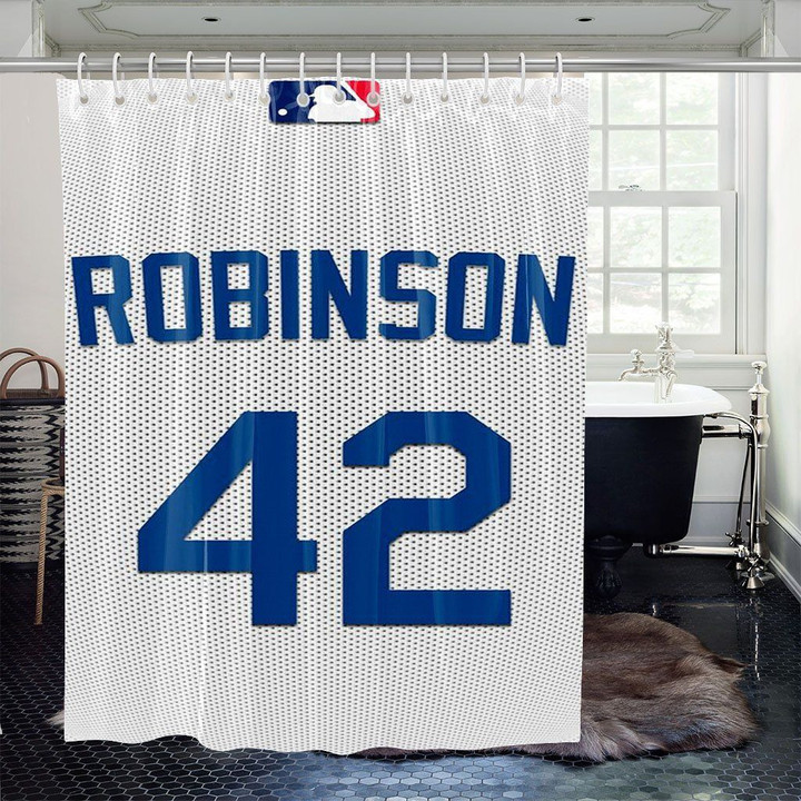Jackie Robinson Shower Curtains Vibrant Color High Quality Unique For Good Vibes Home Decor