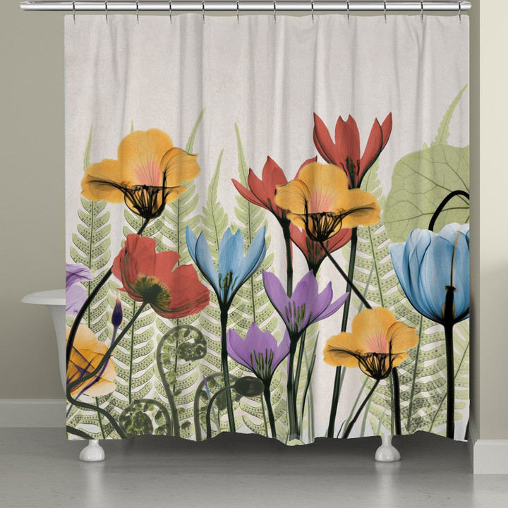 Flowers And Ferns Shower Curtain  Custom Design High Quality Bathroom Home Decor