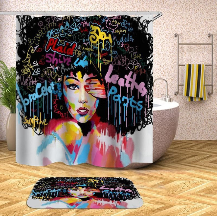 Girl Courful Art Design 3D Printed Shower Curtain Gift For Home