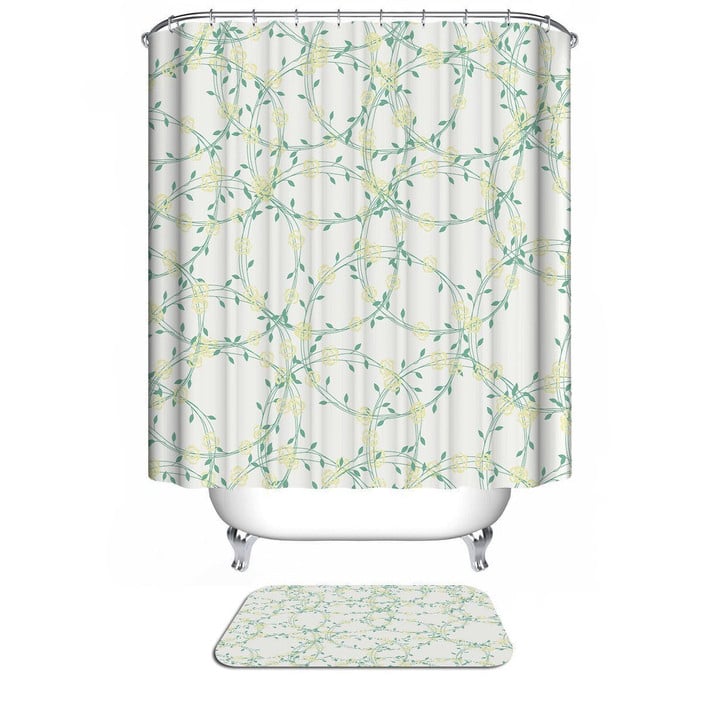 Floral Green Polyester Cloth 3D Printed Shower Curtain Home Decor Gift Ideas