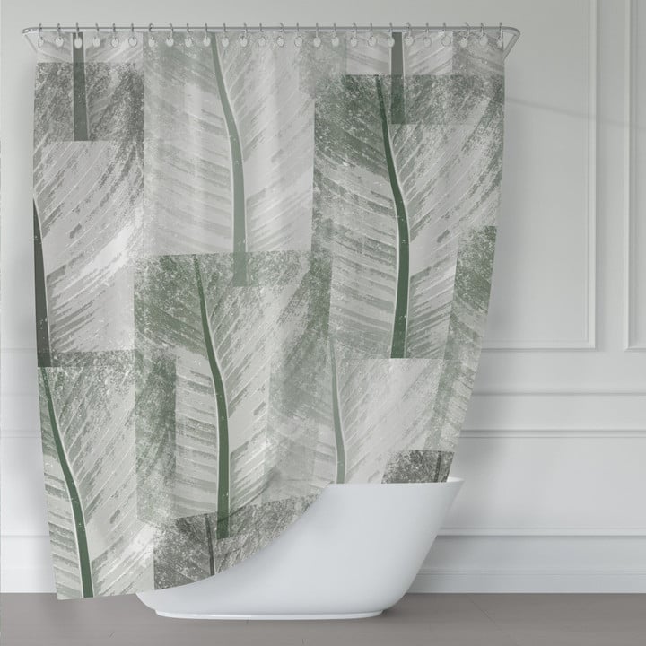 Tropical Banana Leaf Green Quilt Pattern 3D Printed Shower Curtain
