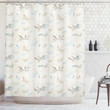 Classic Flower Design Pattern Printed Shower Curtain Bathroom Decor