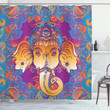 Ornamental Elephant Design Printed Shower Curtain Home Decor