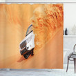 Pick Up Car With Sand Design Printed Shower Curtain Home Decor