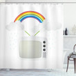 Old Tv Raining Clouds Design Printed Shower Curtain Home Decor