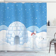 Mom Child Igloo Design Printed Shower Curtain Home Decor