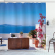 Santorini Aegean Sea Design Printed Shower Curtain Home Decor