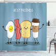 Morning Best Friends Design Printed Shower Curtain Home Decor