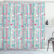 Romantic Heart Floral Pattern Printed Shower Curtain Bathroom Decor