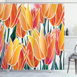 Floral Tulip Garden Art Printed Shower Curtain Bathroom Decor