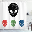 Grunge Alien Heads Art Design Printed Shower Curtain Home Decor