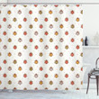 Pastel Colored Ladybugs Pattern Printed Shower Curtain Bathroom Decor