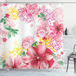 Flowers And Dots Printed Shower Curtain Bathroom Decor