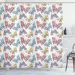 Abstract Floral Wings Pattern Printed Shower Curtain Bathroom Decor