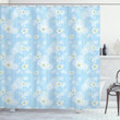 Kids Soft Stars Pattern Printed Shower Curtain Bathroom Decor
