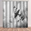 3D Flying Airplane Grey Printed Window Curtain Home Decor
