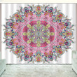 3D Pink Bohemian Arabesquitic Pattern In White Printed Window Curtain Home Decor