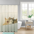 Cute Tree Cute Cats Whtie Background Printed Window Curtain