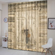 3D Locked Wood Door Printed Window Curtain Home Decor