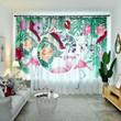 3D Flamingos And Leaves Printed Window Curtain Home Decor For Mom