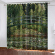 Modern 3D Bridge Over The Lotus Pond Printed Window Curtain Home Decor