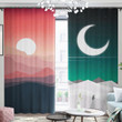 Mountain At Night And Sunset Printed Window Curtain Home Decor