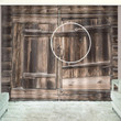 3D Barn Wooden Door Printed Window Curtain Home Decor