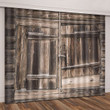 3D Barn Wooden Door Printed Window Curtain Home Decor