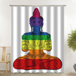 3D Printing Buddha Rainbow Printed Window Curtain Home Decor