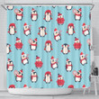 Cute Penguin Christmas  Design Pattern Shower Curtain Fulfilled In Us
