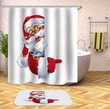 Christmas Bath Mat And Shower Curtains Set Bold Pattern For Bathroom Home Decor