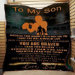 (Ql130) Lda American Football Quilt - To My Son - You Are Braver.