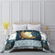 Cute Elephant Blanket - Baby Elephant Sleeping On The Golden Moon Quilt Blanket - Best Gift For Baby Girl From Mom 