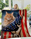 American Flag Cat All Over Printed Quilt