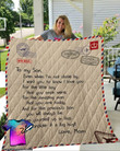 Letter To My Son Love Mom Full Printing Quilt