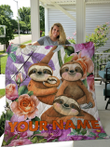 Love Sloth Personalize Custom Name Quilt