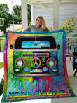 Hippie Peace And Love Personalize Custom Name Quilt